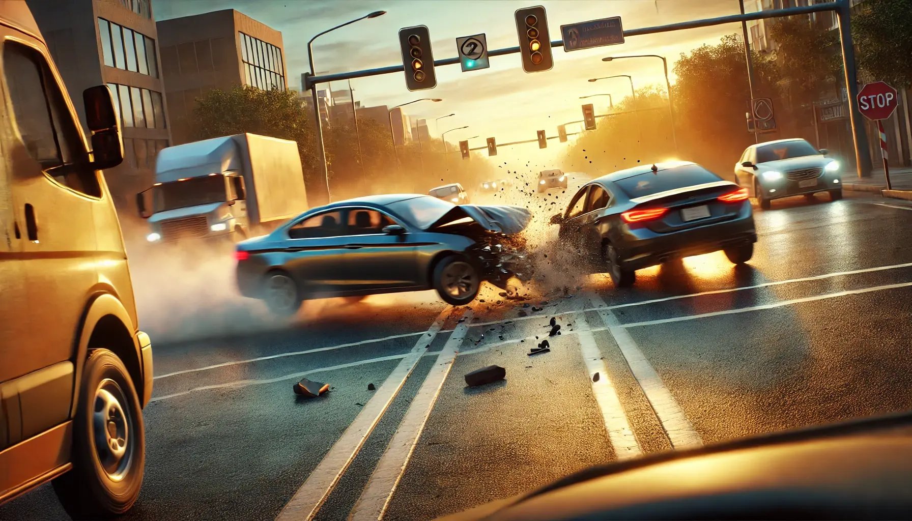 DALL·E 2024-08-15 13.11.29 - A photorealistic image capturing the moment just before a car accident is about to happen. The scene is set on a busy road or intersection, with two c